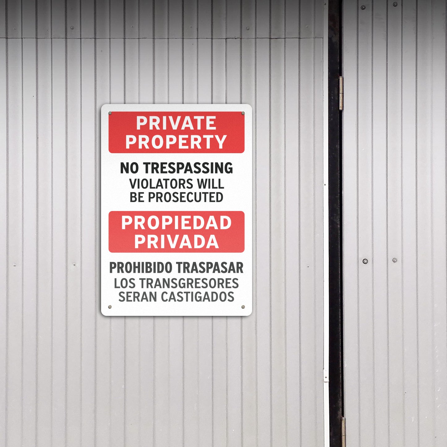 10 x 14in Security Sign: Private Property No Trespassing Warning