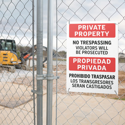 10 x 14in Security Sign: Private Property No Trespassing Warning