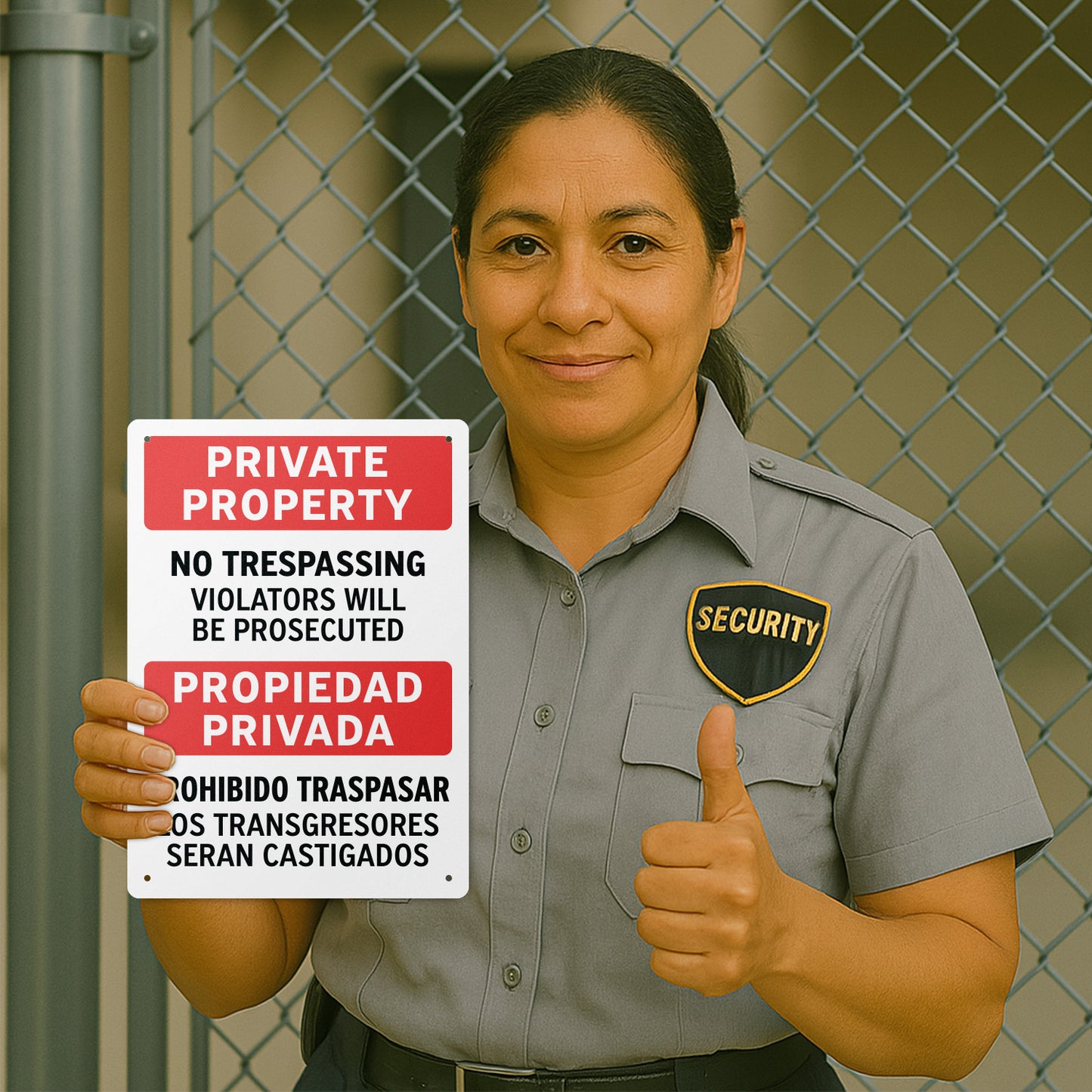 10 x 14in Security Sign: Private Property No Trespassing Warning