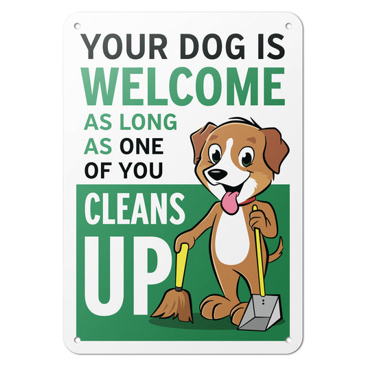 7 x 10in Safety Sign: Your Dog is Welcome (Clean Up Reminder)