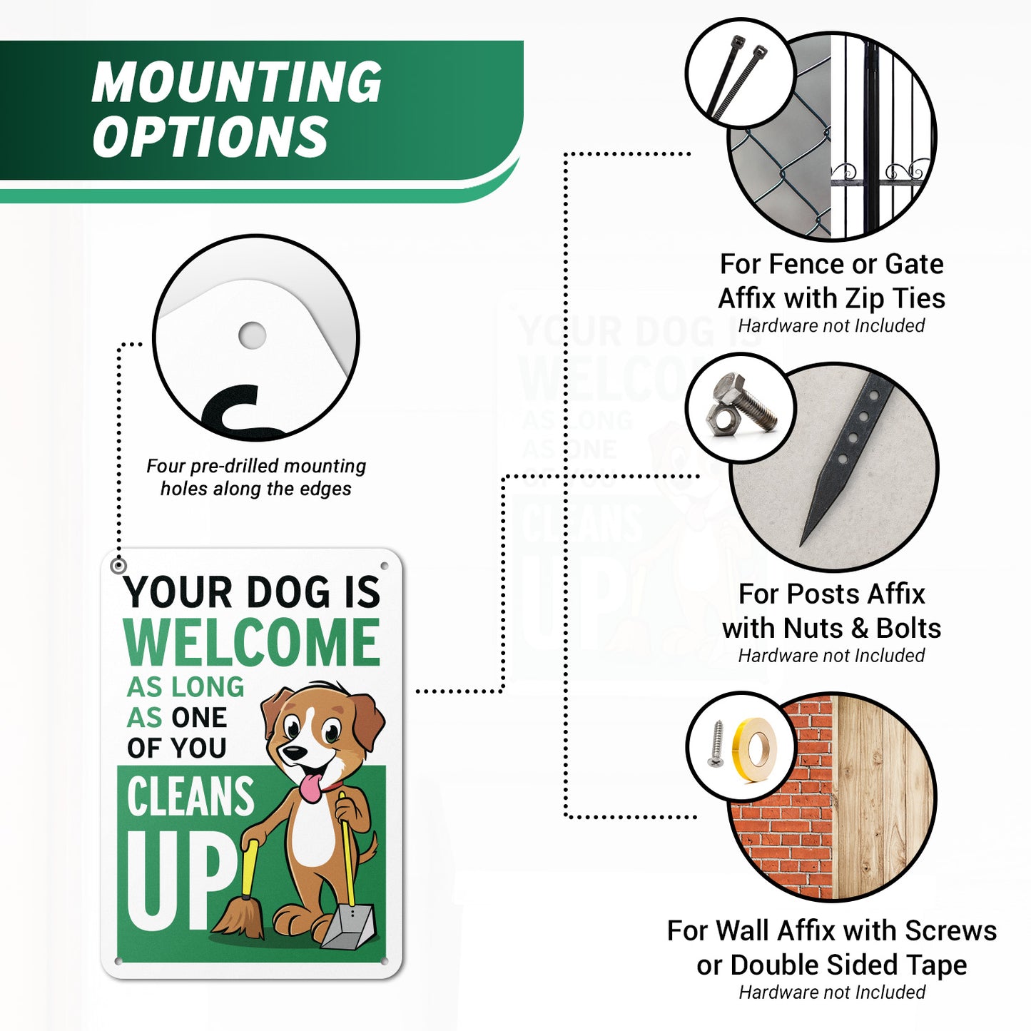 7 x 10in Safety Sign: Your Dog is Welcome (Clean Up Reminder)