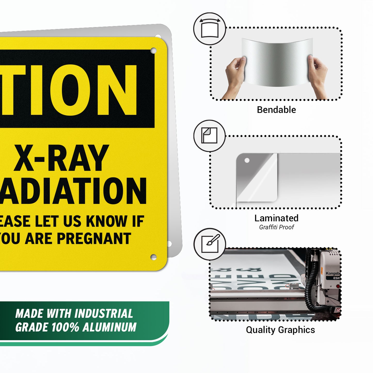 10 x 7in Safety Sign: Caution X-Ray Radiation