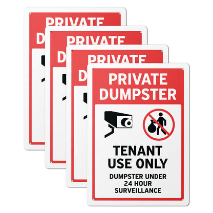 10 x 14in Aluminum Sign: Private Dumpster Tenant Use Only