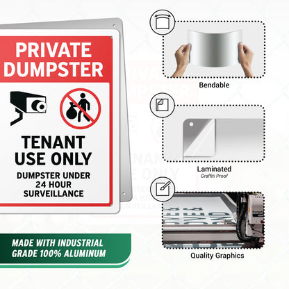 10 x 14in Aluminum Sign: Private Dumpster Tenant Use Only