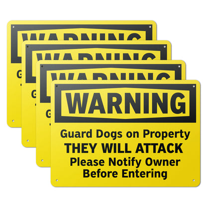 14 x 10in Security Sign: Guard Dog Warning