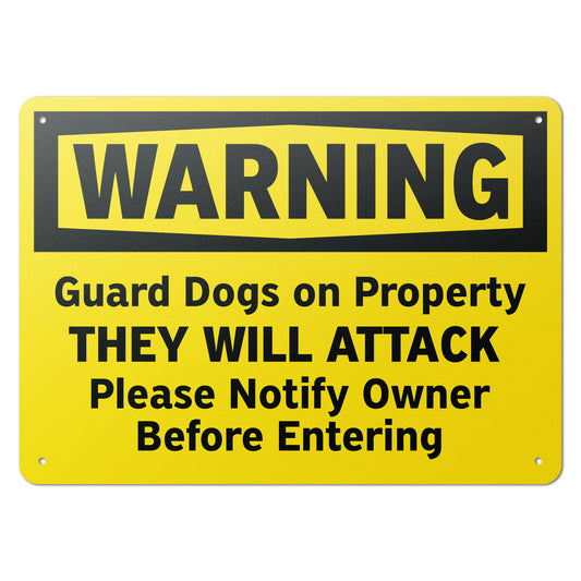 14 x 10in Security Sign: Guard Dog Warning