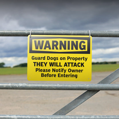 14 x 10in Security Sign: Guard Dog Warning