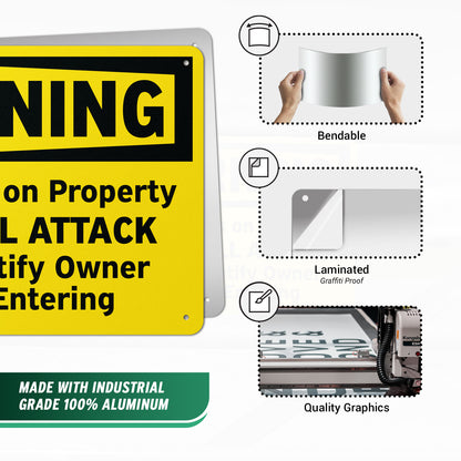14 x 10in Security Sign: Guard Dog Warning