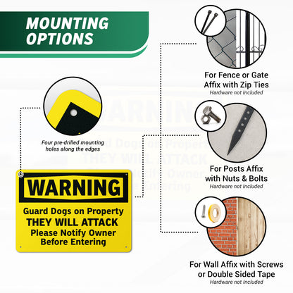 14 x 10in Security Sign: Guard Dog Warning