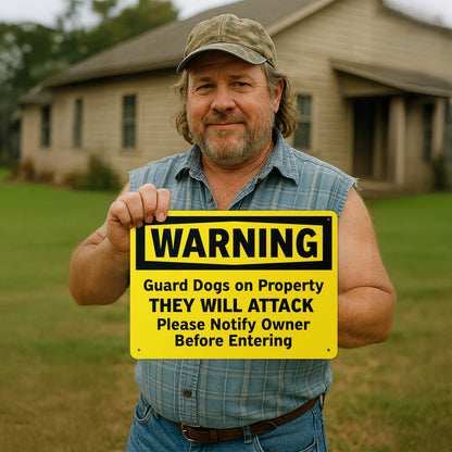 14 x 10in Security Sign: Guard Dog Warning