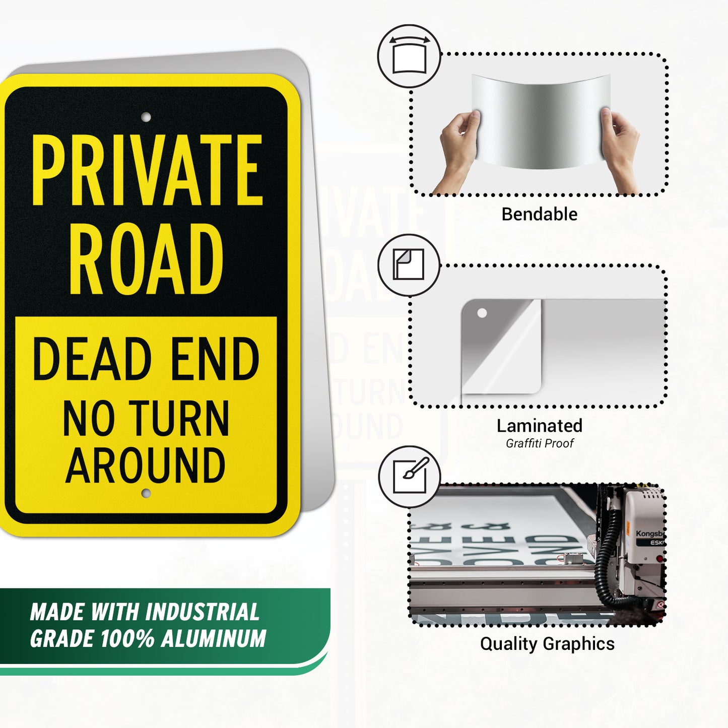 12 x 18in Road Sign: Private Road Warning