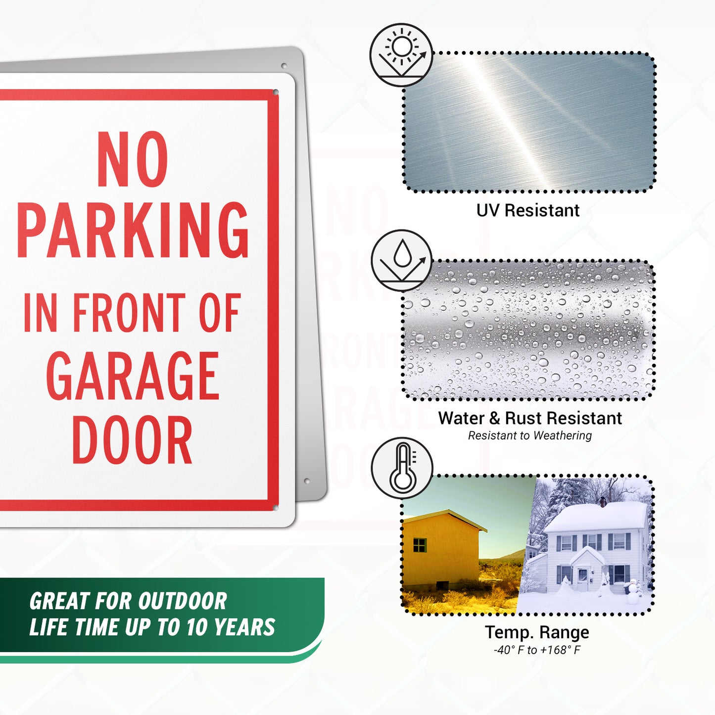 10 x 14in Aluminum Sign: No Parking In Front of Garage Door