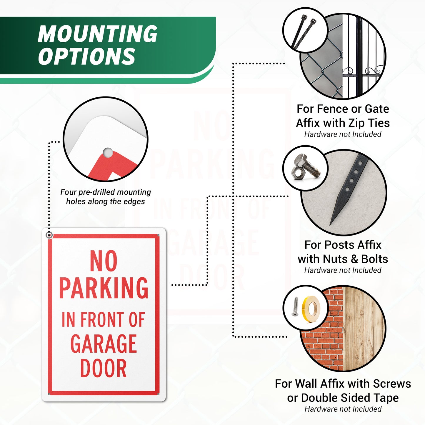 10 x 14in Aluminum Sign: No Parking In Front of Garage Door