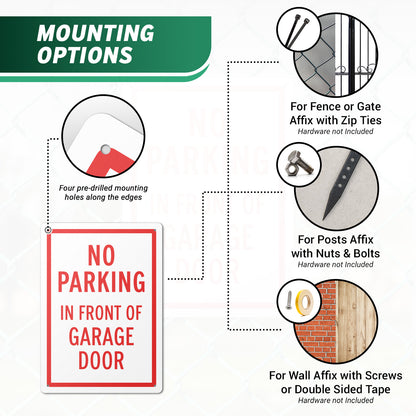 10 x 14in Aluminum Sign: No Parking In Front of Garage Door