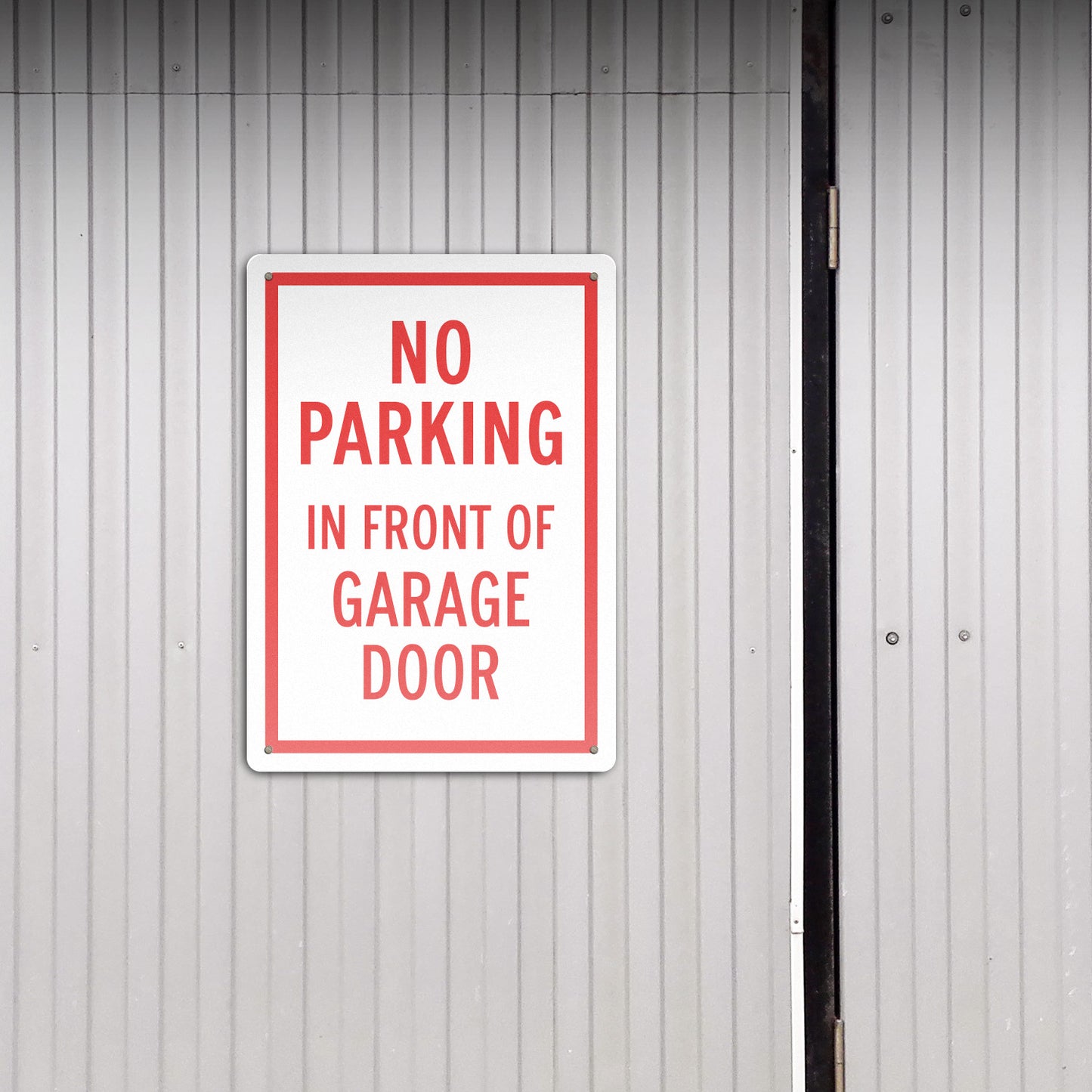 10 x 14in Aluminum Sign: No Parking In Front of Garage Door