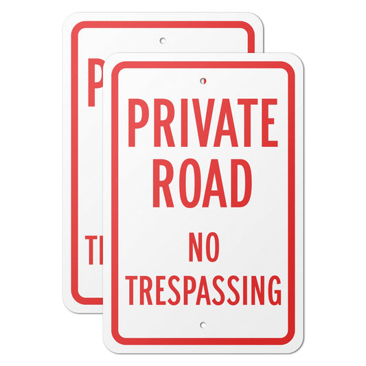 12 x 18in Road Sign: Private Road No Trespassing
