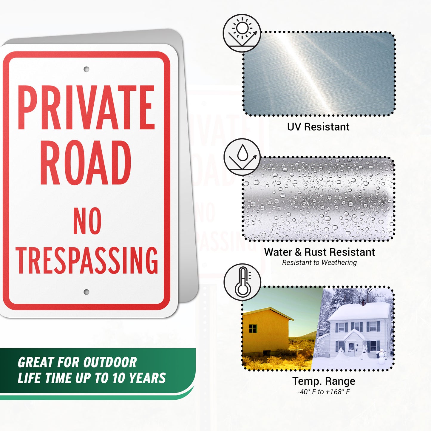 12 x 18in Road Sign: Private Road No Trespassing