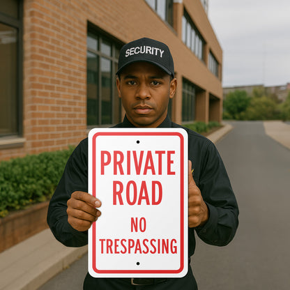 12 x 18in Road Sign: Private Road No Trespassing