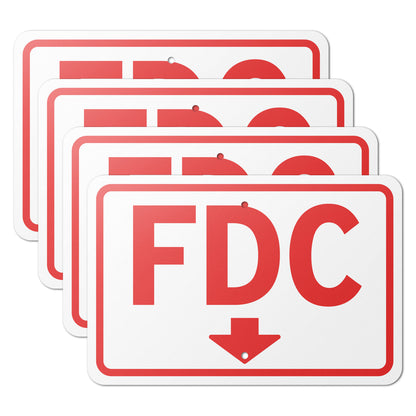 18 x 12in Fire Safety Sign: FDC Fire Department Connection
