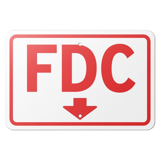 18 x 12in Fire Safety Sign: FDC Fire Department Connection