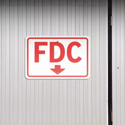 18 x 12in Fire Safety Sign: FDC Fire Department Connection
