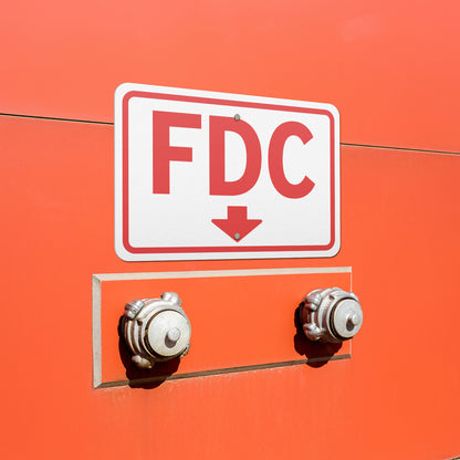 18 x 12in Fire Safety Sign: FDC Fire Department Connection
