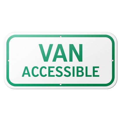 12 x 6in Parking Sign: Van Accessible ADA Compliant (Green)