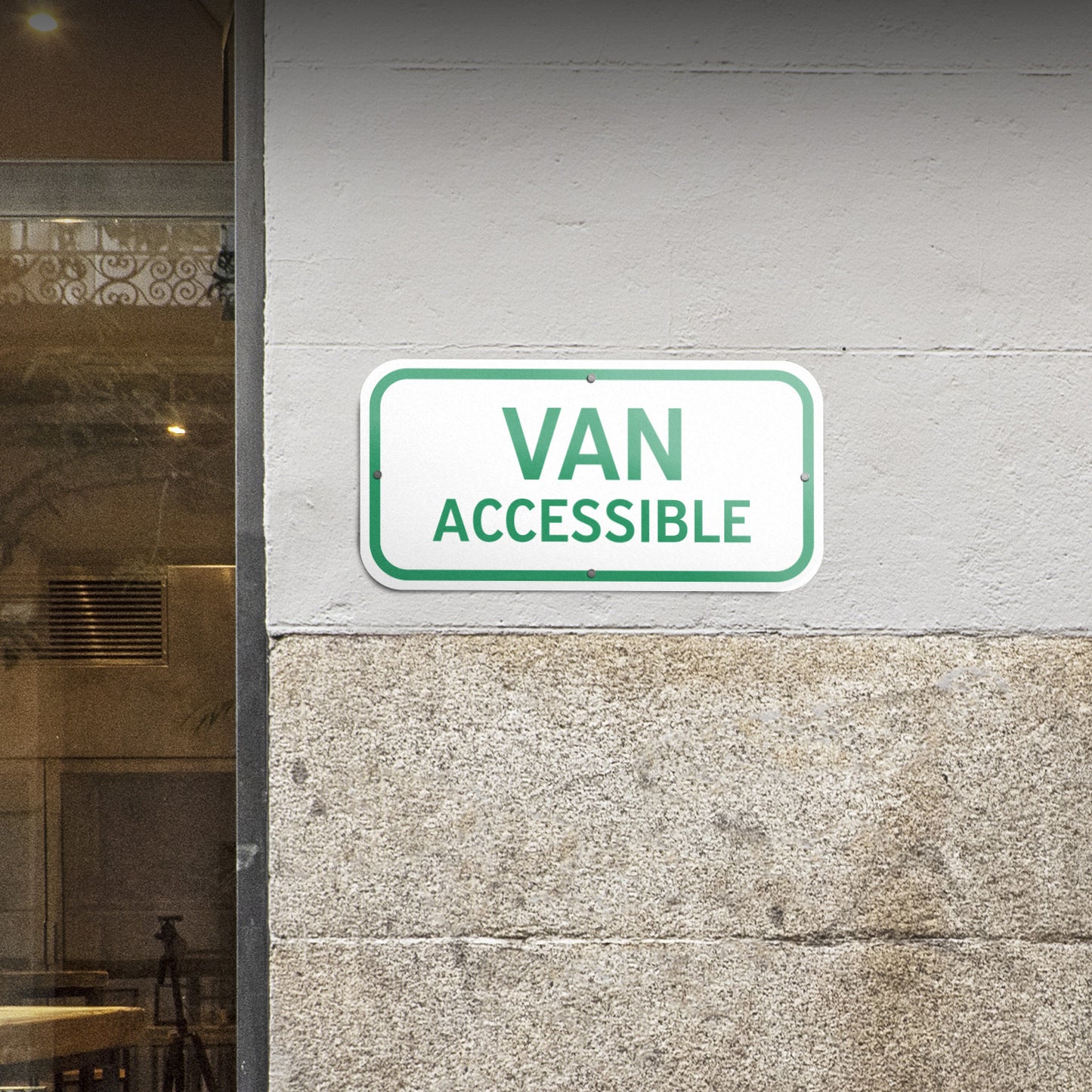 12 x 6in Parking Sign: Van Accessible ADA Compliant (Green)