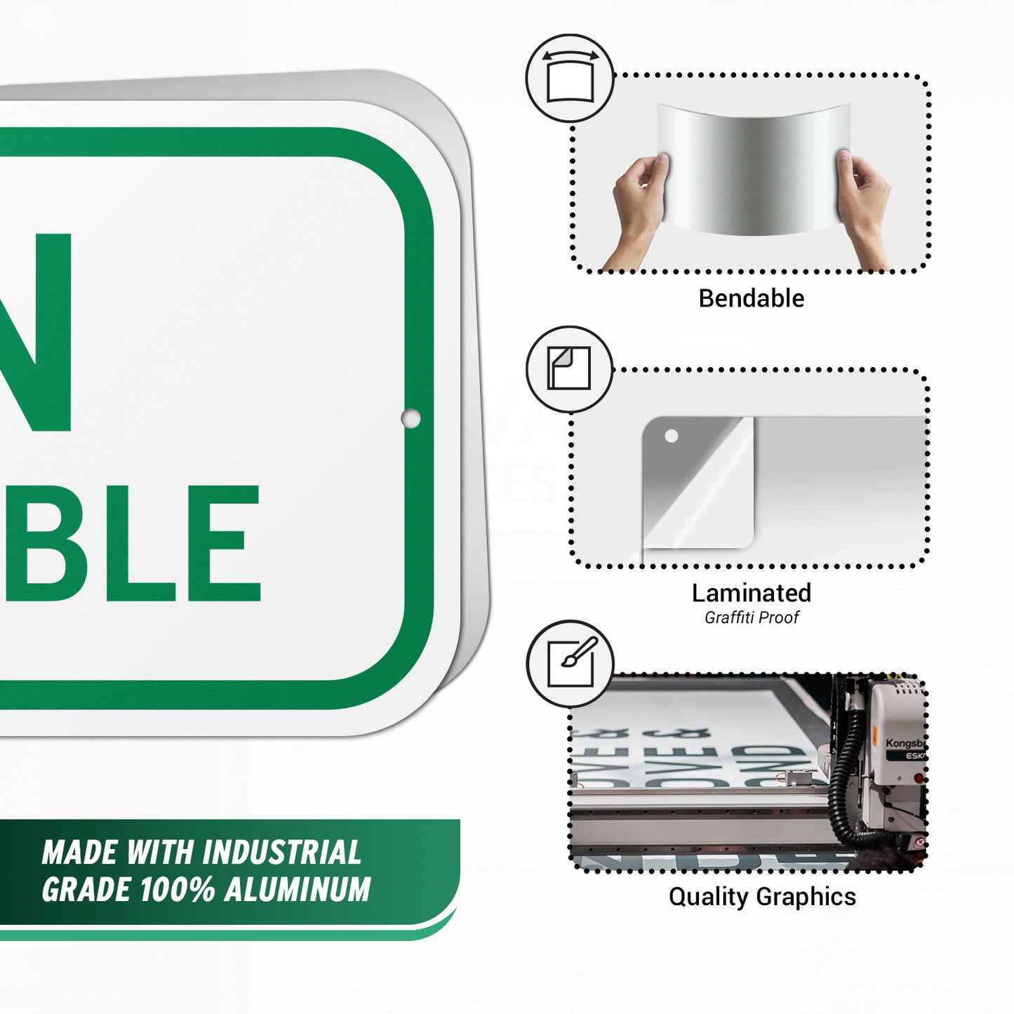 12 x 6in Parking Sign: Van Accessible ADA Compliant (Green)