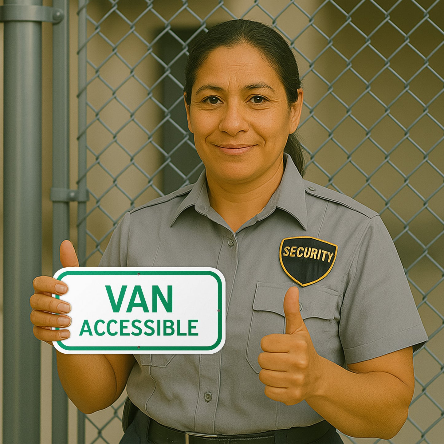 12 x 6in Parking Sign: Van Accessible ADA Compliant (Green)