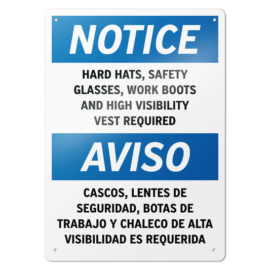 10 x 14in Safety Sign: PPE Required Notice (Bilingual)