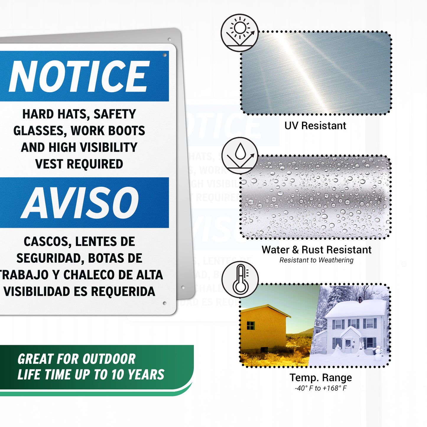 10 x 14in Safety Sign: PPE Required Notice (Bilingual)