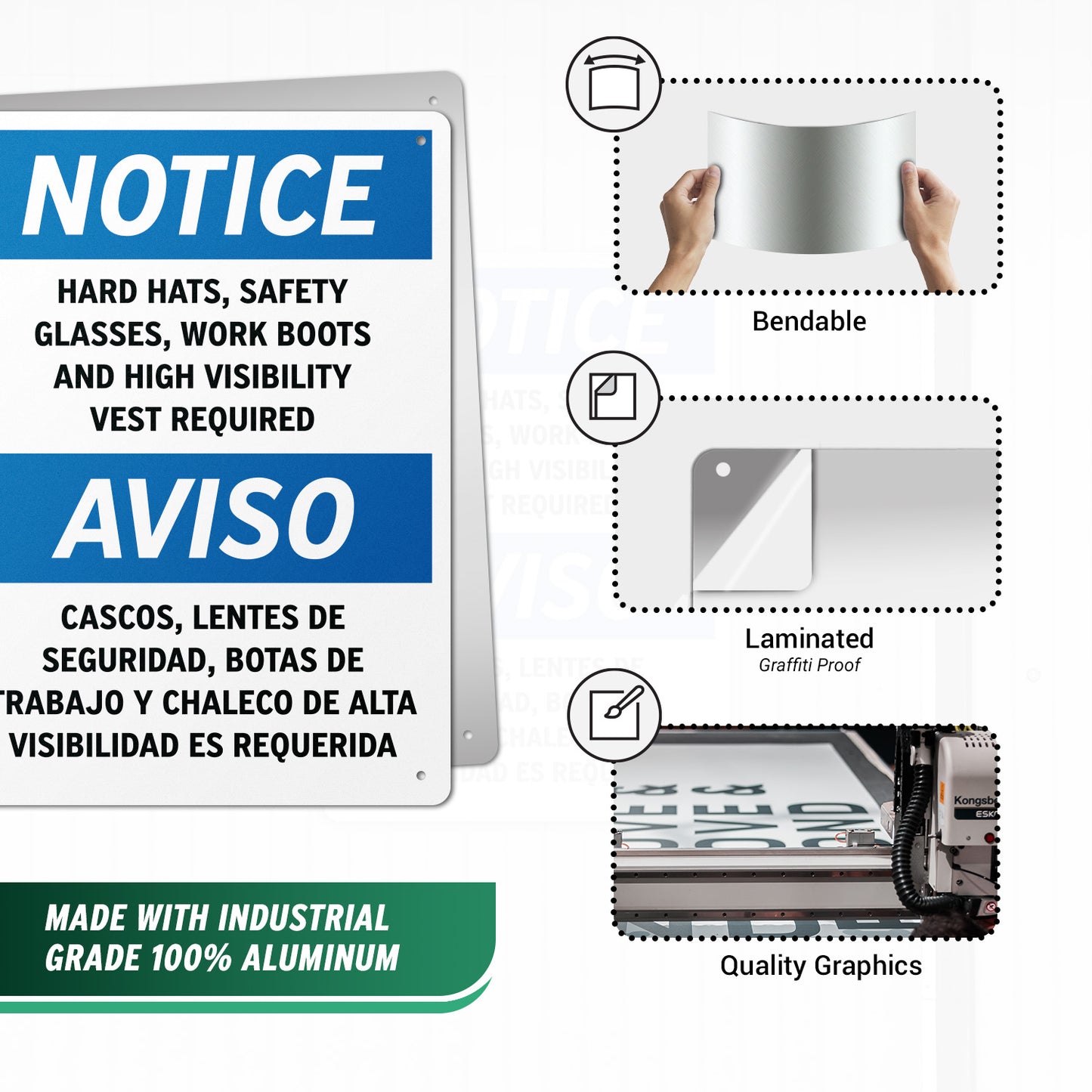 10 x 14in Safety Sign: PPE Required Notice (Bilingual)