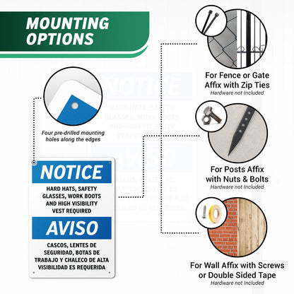 10 x 14in Safety Sign: PPE Required Notice (Bilingual)