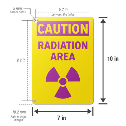 7 x 10in Safety Sign: Caution Radiation Area OSHA Style
