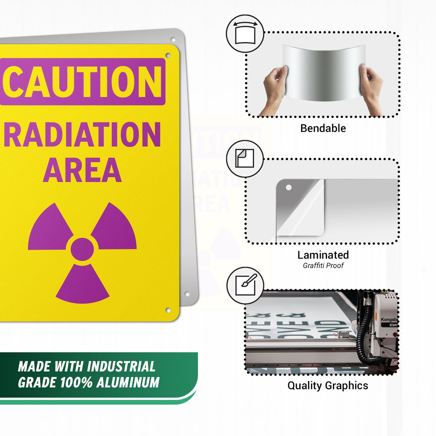 7 x 10in Safety Sign: Caution Radiation Area OSHA Style