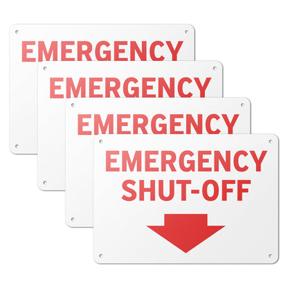 10 x 7in Safety Sign: Emergency Shut-Off with Arrow