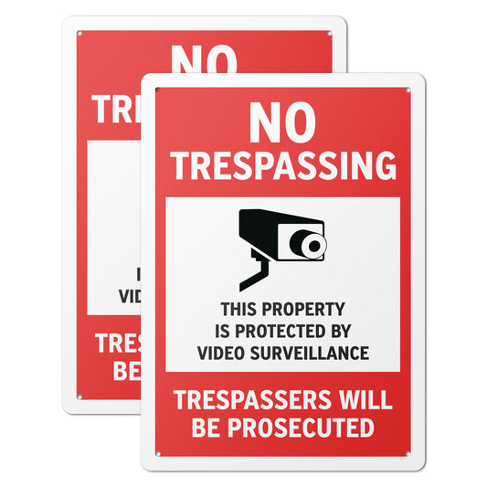 10 x 14in No Trespassing Sign: Video Surveillance Warning