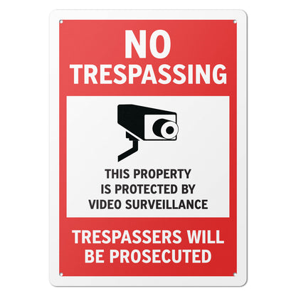 10 x 14in No Trespassing Sign: Video Surveillance Warning