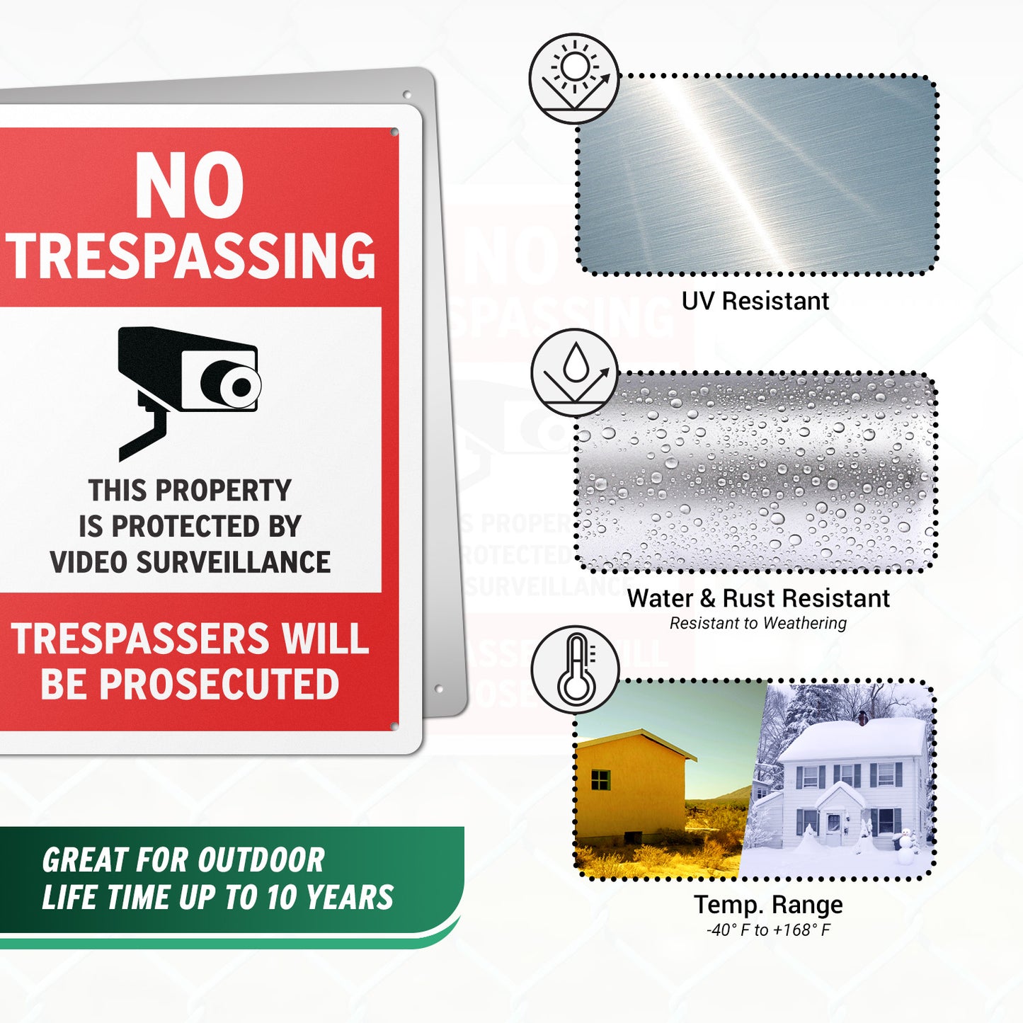 10 x 14in No Trespassing Sign: Video Surveillance Warning