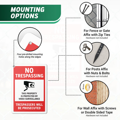 10 x 14in No Trespassing Sign: Video Surveillance Warning