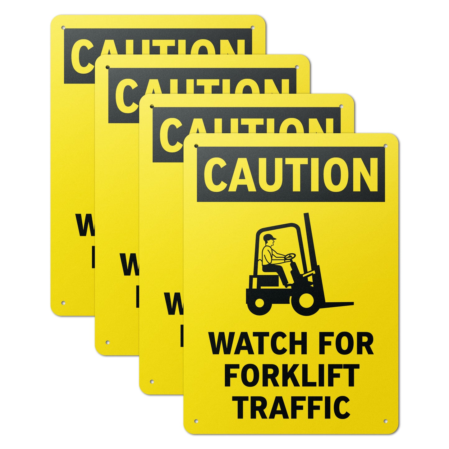 10 x 14in Aluminum Sign: Caution Forklift Traffic OSHA Compliant
