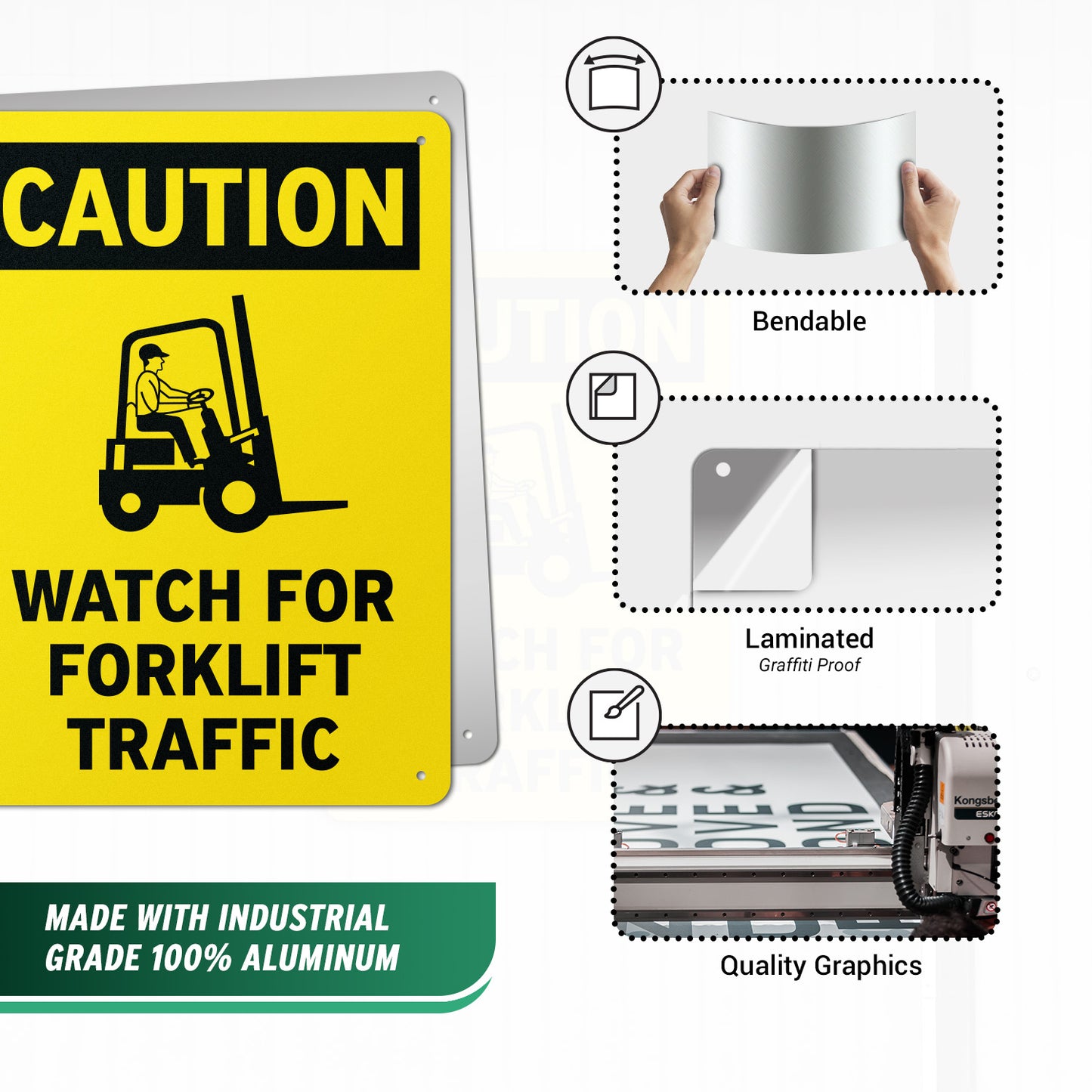 10 x 14in Aluminum Sign: Caution Forklift Traffic OSHA Compliant