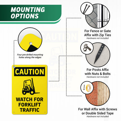 10 x 14in Aluminum Sign: Caution Forklift Traffic OSHA Compliant