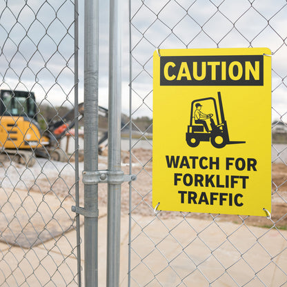 10 x 14in Aluminum Sign: Caution Forklift Traffic OSHA Compliant