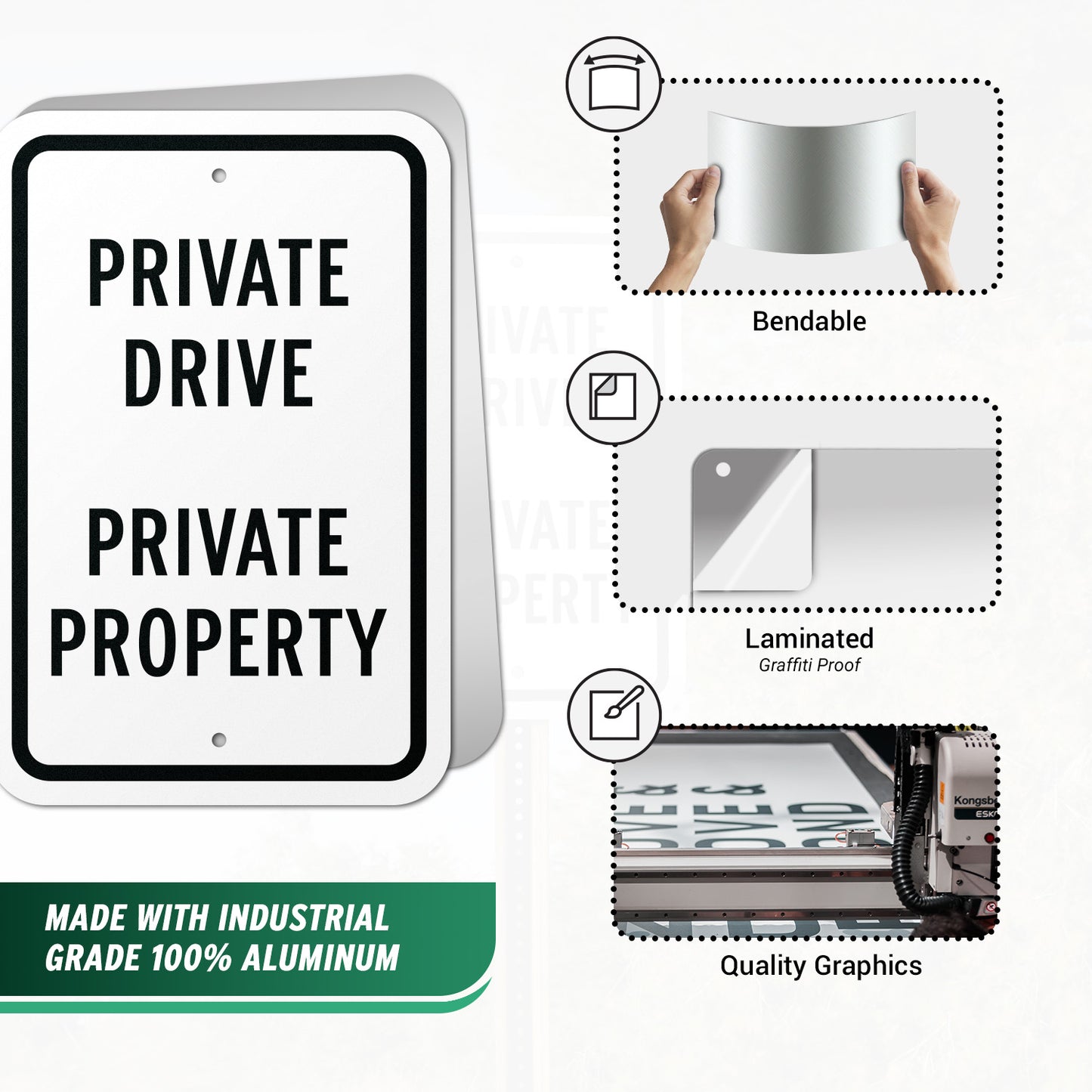 12 x 18in Safety Sign: Private Drive Private Property