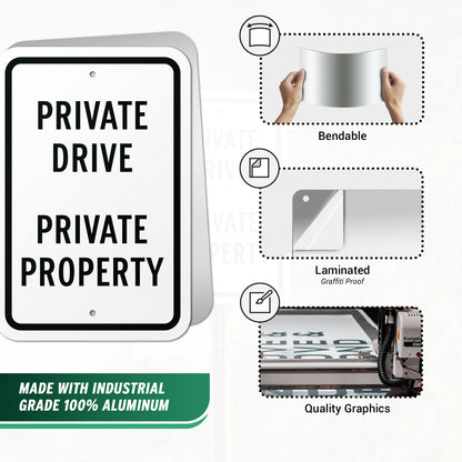 12 x 18in Safety Sign: Private Drive Private Property