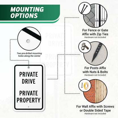 12 x 18in Safety Sign: Private Drive Private Property