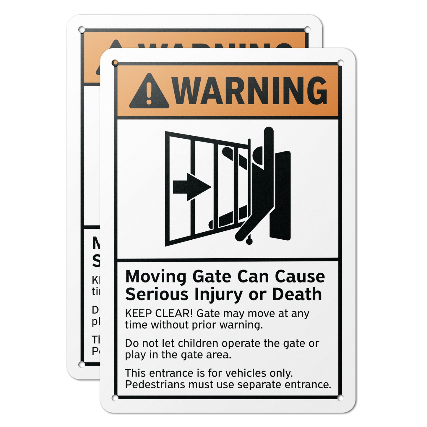 7 x 10in Warning Aluminum Sign: Moving Gate Safety