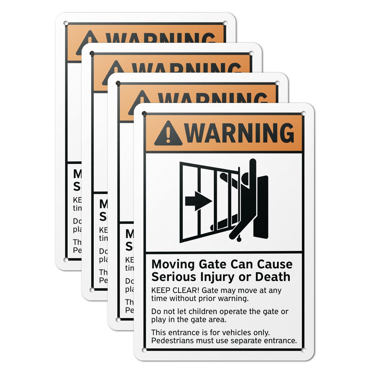 7 x 10in Warning Aluminum Sign: Moving Gate Safety